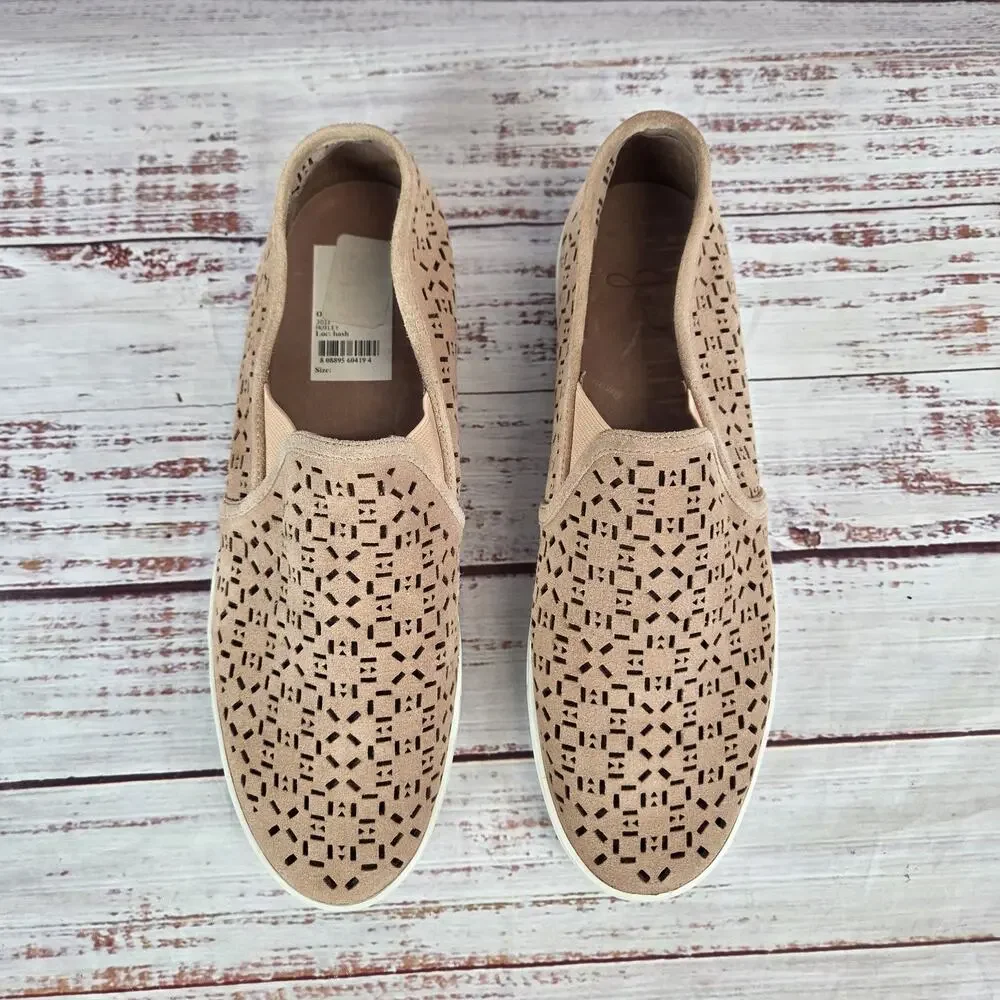 Joie Huxley Slip on Shoes Womens 40 Beige Perforated Suede Casual Neutral Basic